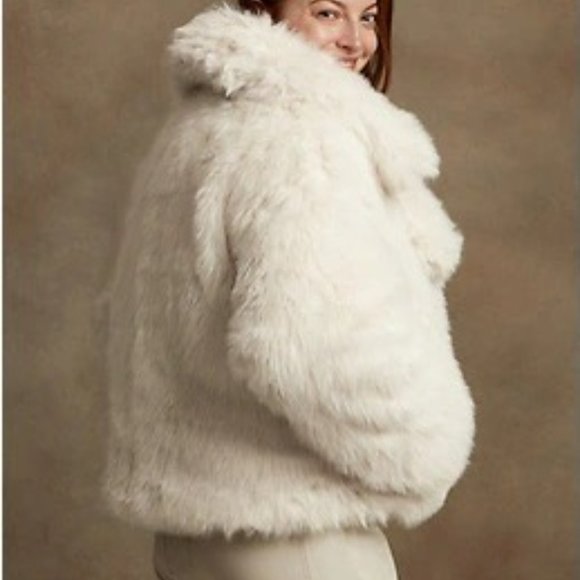 Banana Republic Faux Fur Reversible Down Coat M - Picture 6 of 8